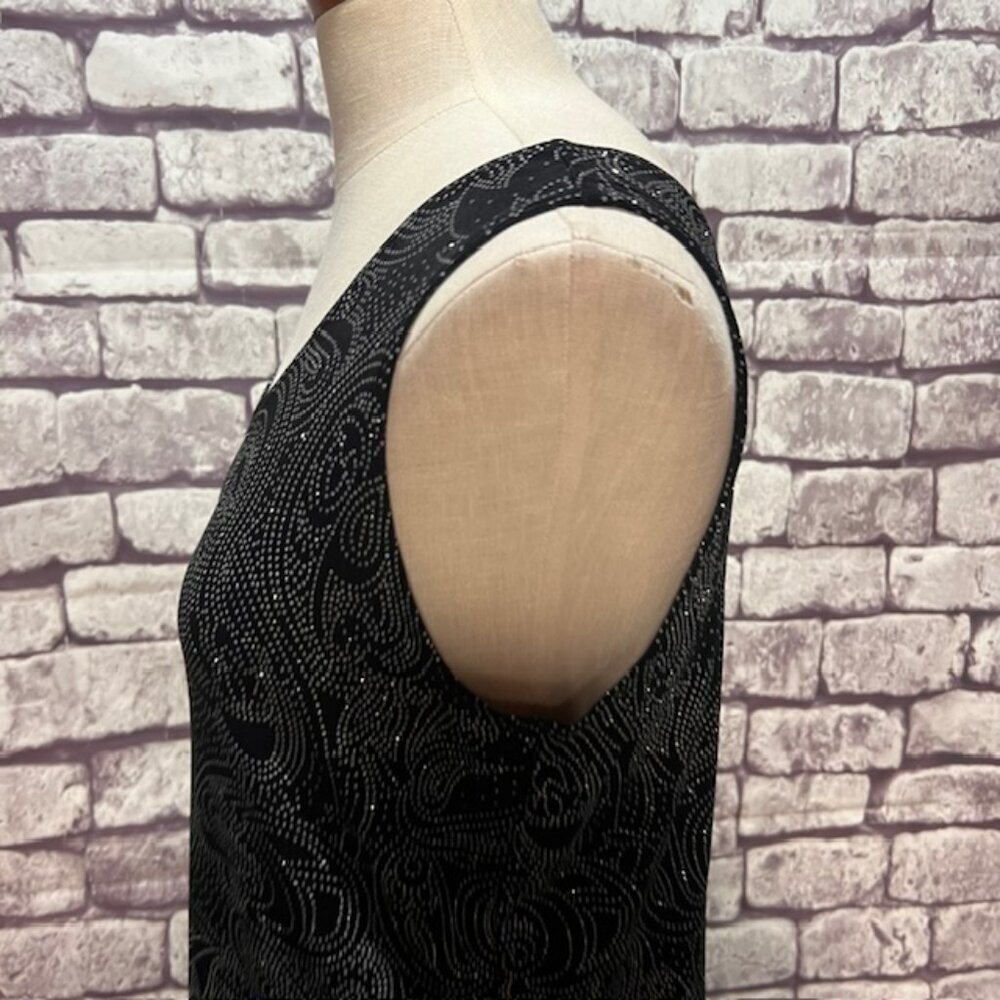 Chico's Travelers Black & Silver Sleeveless Blouse Size XL - Picture 4 of 7